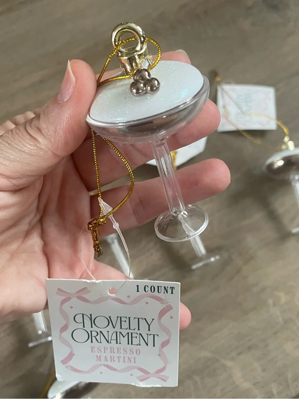 NWT Set of 8 Shimmery espresso martini Ornaments